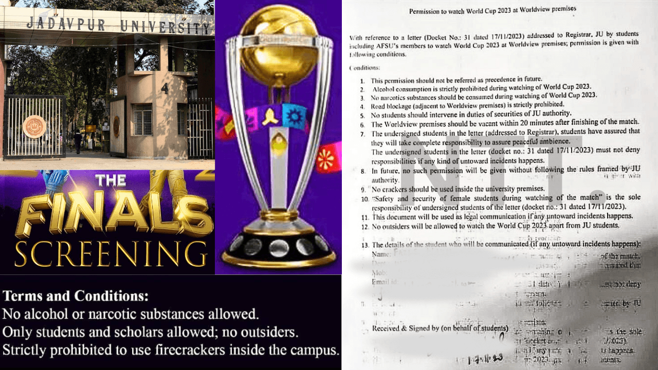 “No Alcohol, No Narcotics…”, Jadavpur University allows ICC World Cup Screening for Students but with conditions. Lessons Learnt?