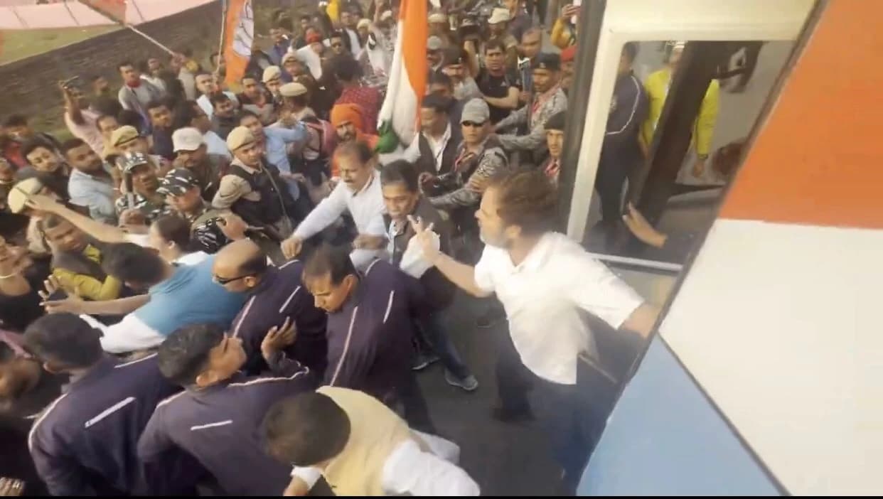 One Video Two Claims: Congress claims Bharat Jodo Nyay Yatra Disrupted In Assam; BJP Claims Rahul Gandhi Lost His Cool To ‘Jai Sri Ram’ Slogans