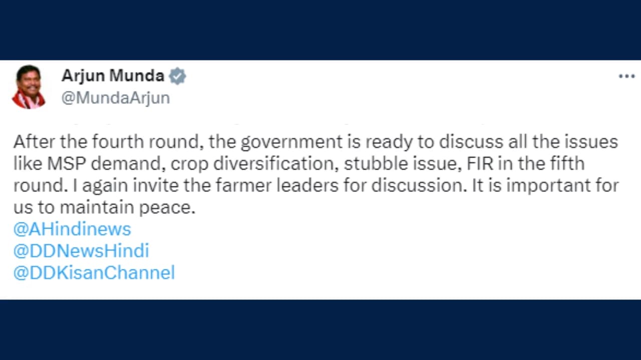 “I invite the farmer leaders for discussion”: Arjun Munda calls for fifth round of talks with farmer leaders amidst renewed call for 'Delhi Chalo’