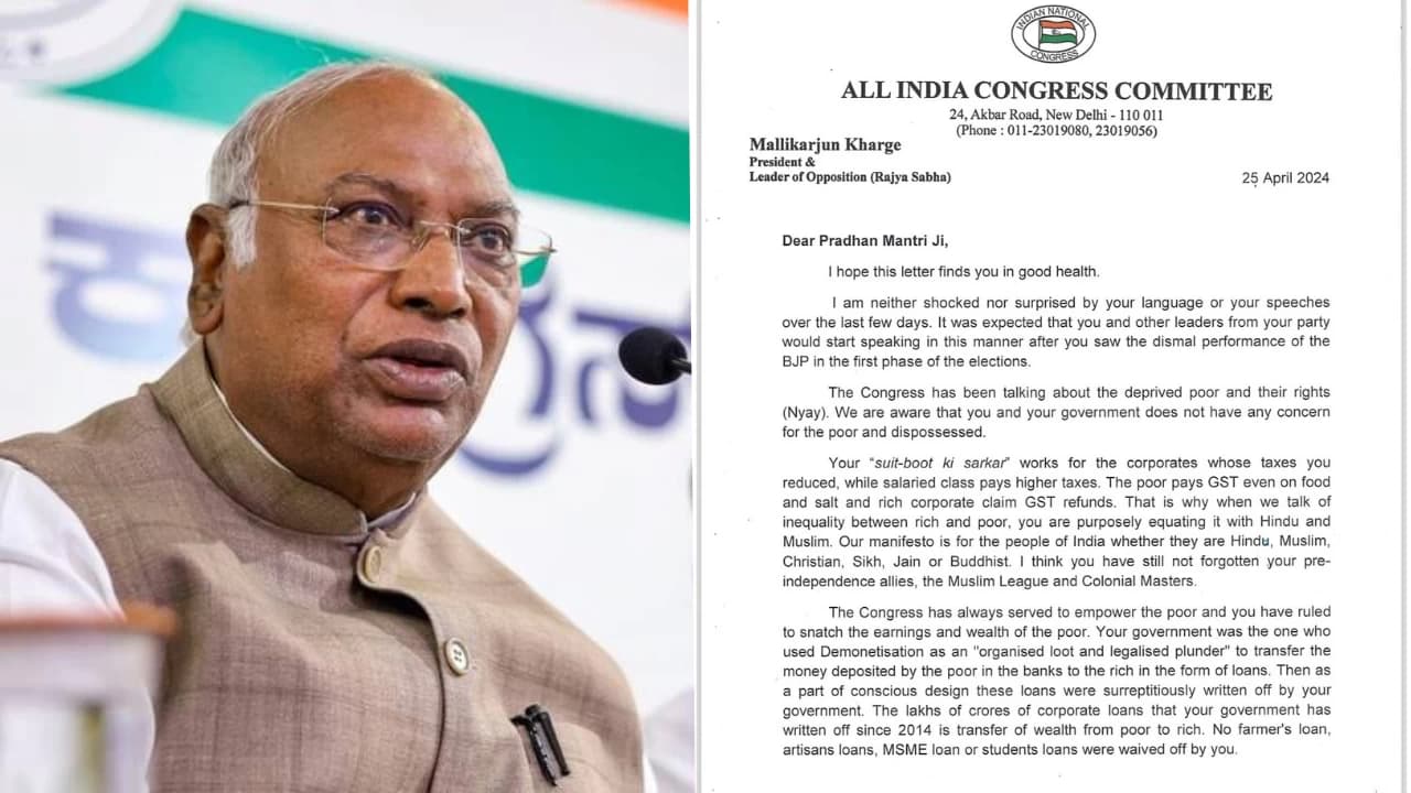 "It has become a habit for you to seize on few words taken out of context...": Kharge Writes to PM Modi for Discussion on Congress's "Nyay Patra"