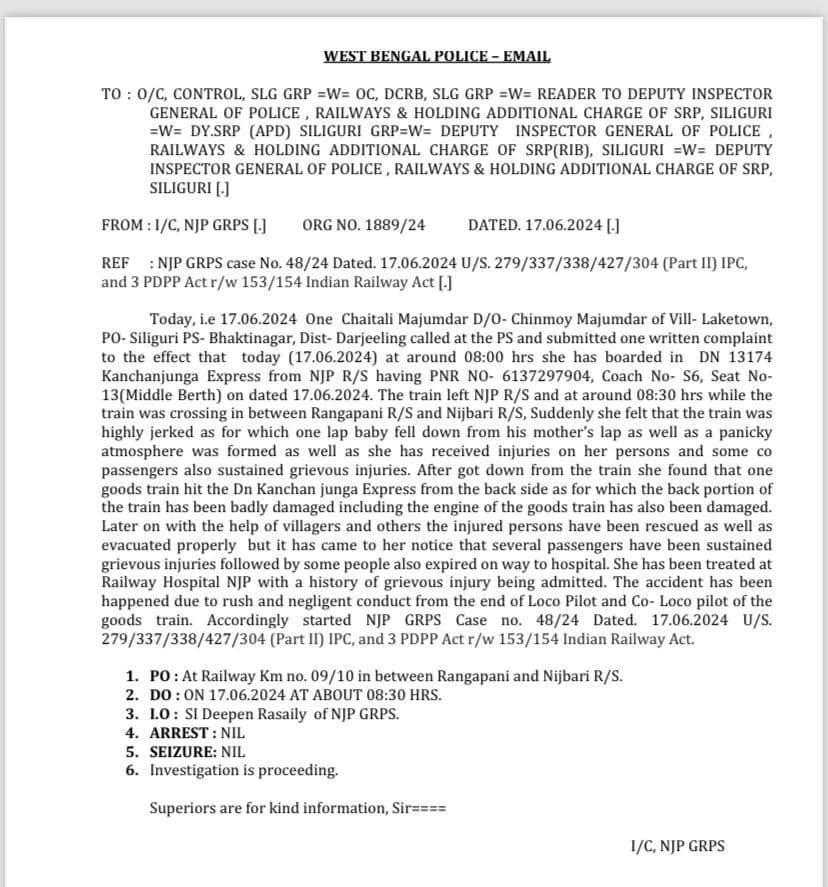 “My daughter was made to sign on blank paper by Railway Police…”, Passenger whose complaint led to FIR against Goods Train deceased pilot denies lodging any complaint ever