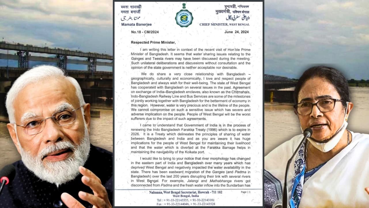CM Mamata Banerjee writes to PM Modi, warns of nationwide protest if India proceeds talks with Bangladesh over Teesta and Farakka without consulting Bengal