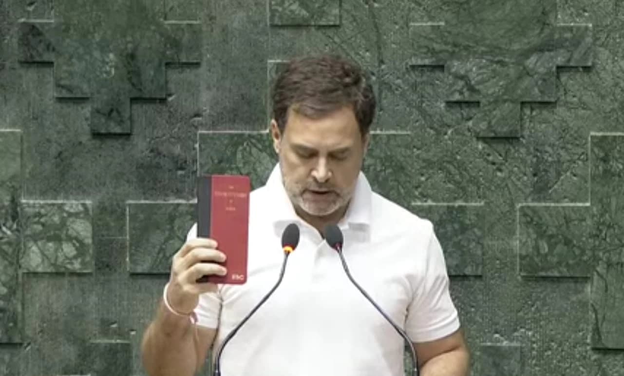 With Constitution in hand Rahul Gandhi takes oath as MP for the fourth term, amidst chants of “Bharat Jodo”