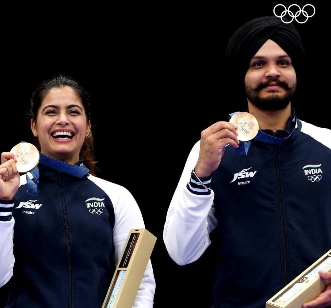 Manu Bhaker and Sarabjot Singh Clinch Bronze, Doubling India’s Shooting Medals in Paris