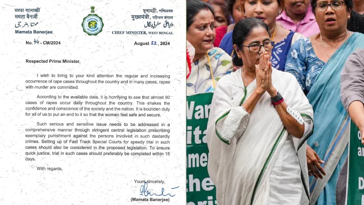 "90 cases of rape occur daily ...": Mamata Banerjee Urges PM Modi for Stricter Rape Laws Amid Nationwide Protests over RG Kar Rape and Murder