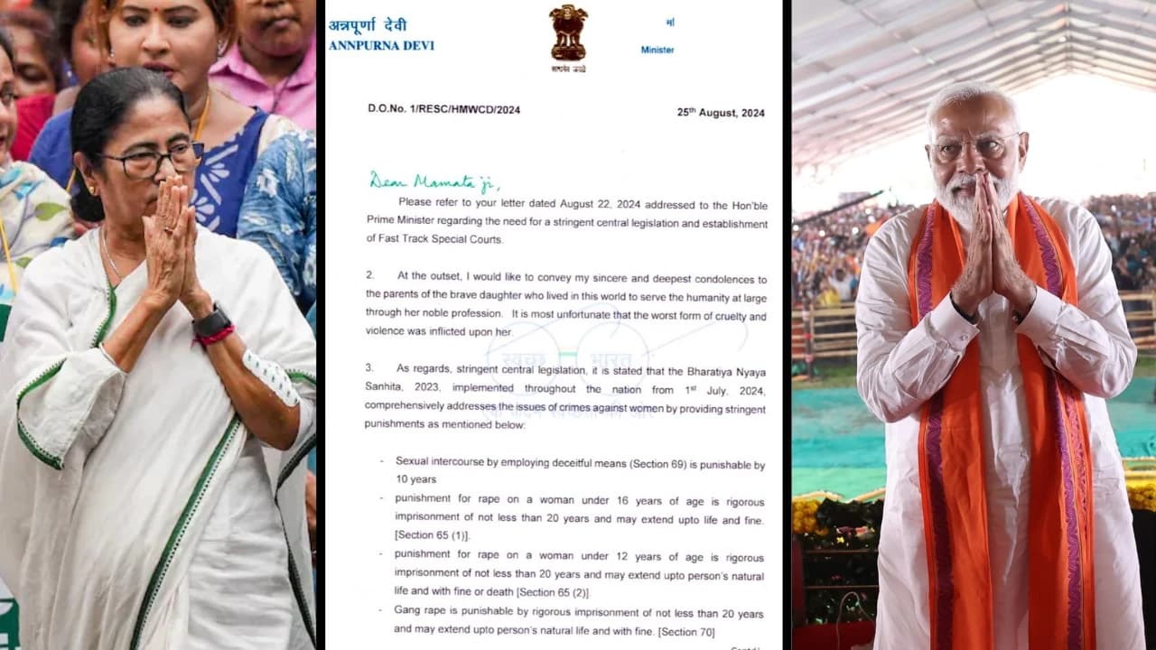 "But, Fast Tract Courts in Bengal...":Center responds to Mamata Banerjee's Letter to PM Modi on Rape Laws