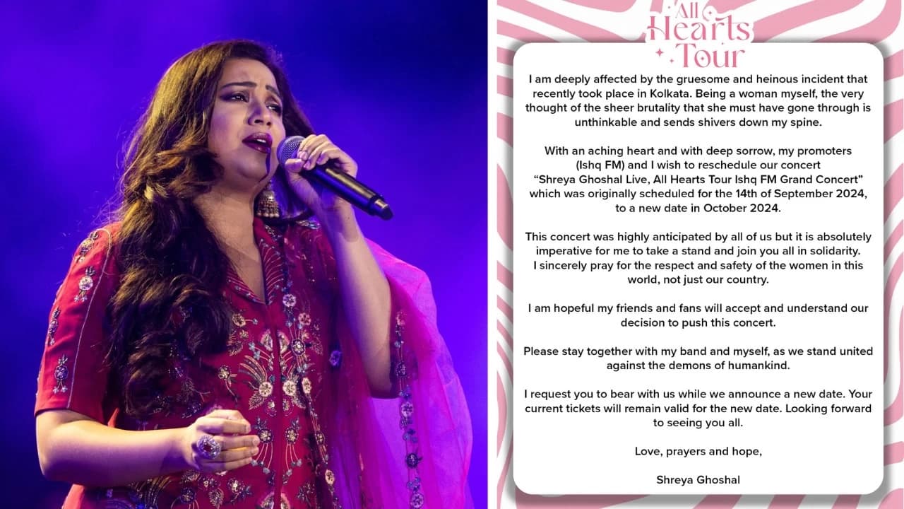 “Absolutely imperative for me to take a stand…”: Shreya Ghoshal Reschedules Kolkata Concert in Solidarity with Protests Against RG Kar Doctor Rape and Murder