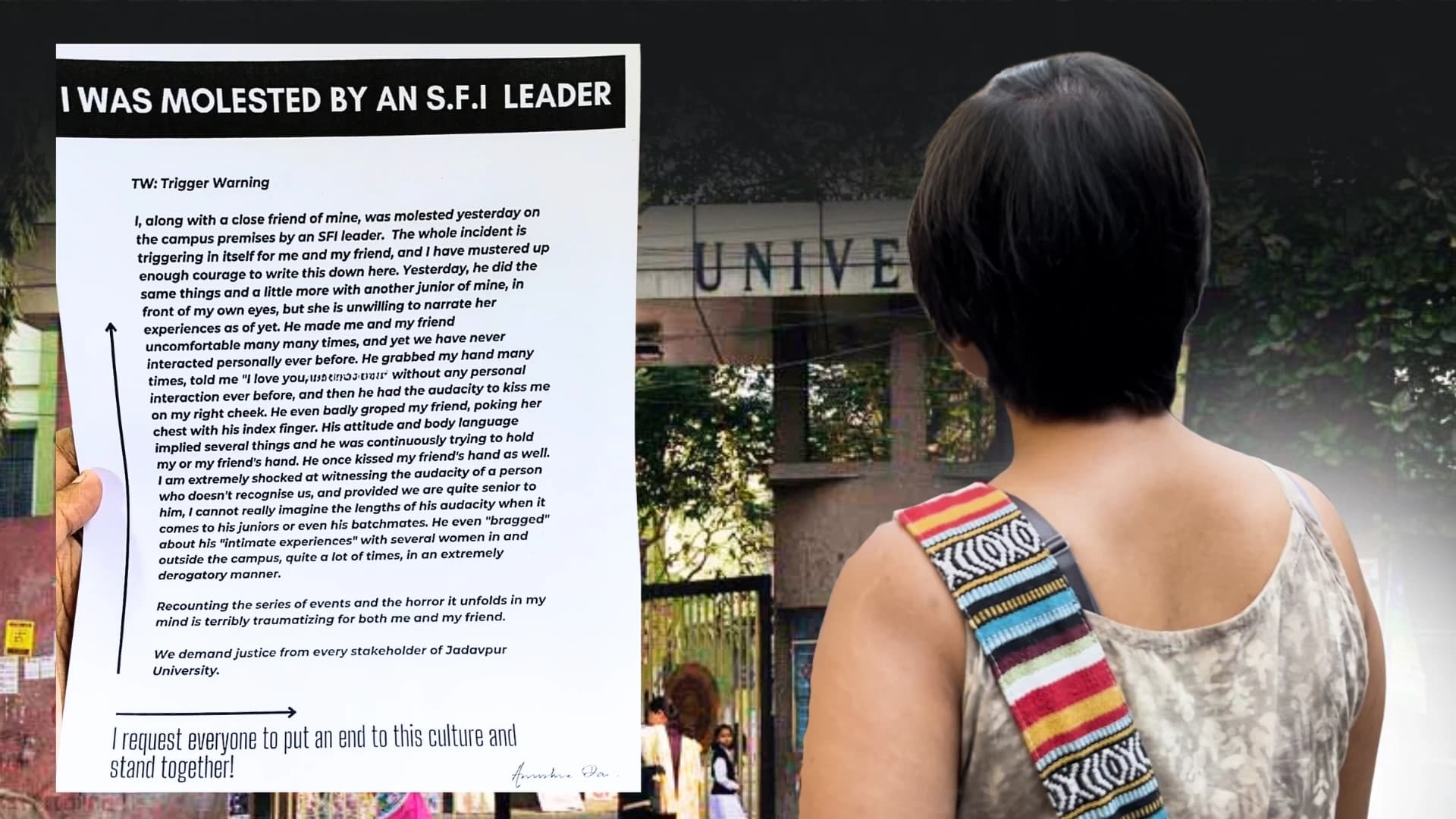 Jadavpur University Student Alleges Harassment by SFI Leader; Releases CCTV Footage, Demands Justice