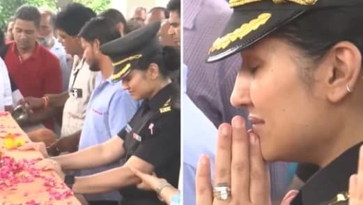 Lt Col (Retd) Rajveer Chauhan Laid to Rest in Jaipur after Tragic Chopper Crash; Wife in Uniform Leads Funeral