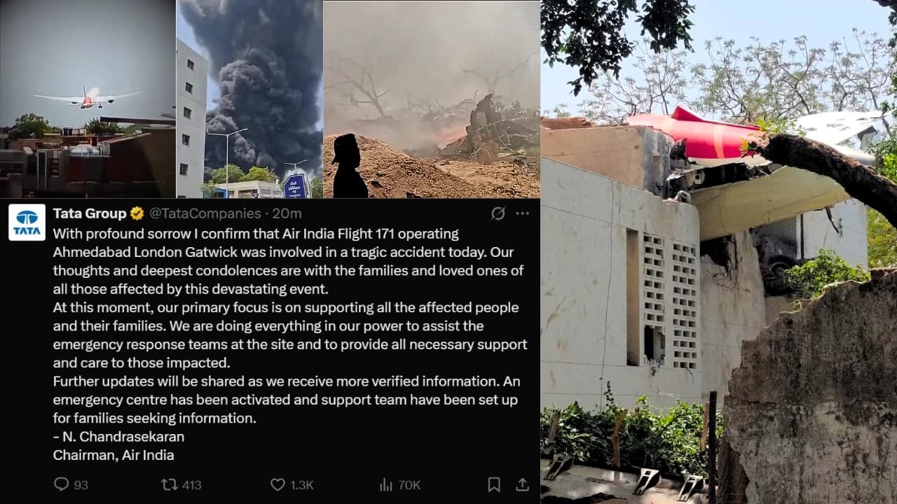 “With Profound Sorrow…”: Tata Chairman Confirms Air India Crash, Emergency Centre Activated