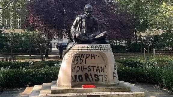 Mahatma Gandhi’s statue defaced in London, probe underway