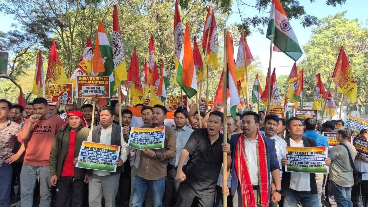 Tipra Motha Youth Wing Demonstrates Outside Bangladesh Assistant High Commission Over ‘Anti-India’ Remarks