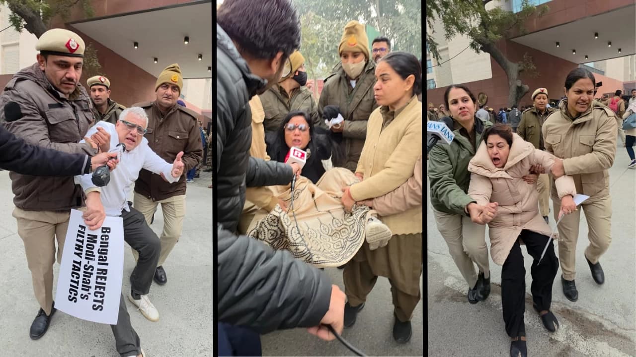 TMC MPs Detained After Protesting Outside Amit Shah’s Office Over Bengal ED Raids