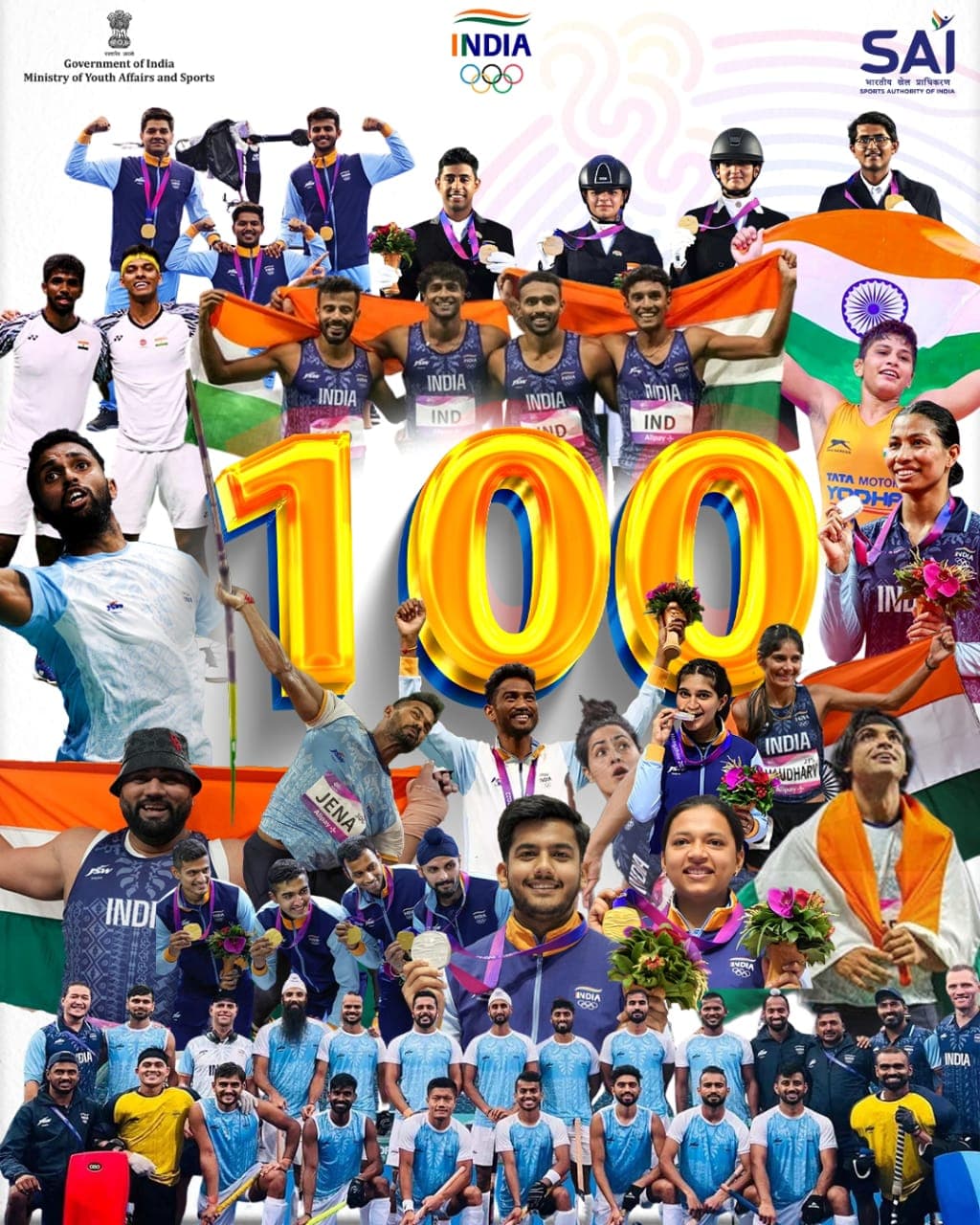 ‘Iss bar Sau paar’ – India takes the Asian Games 2023 medal tally to 100