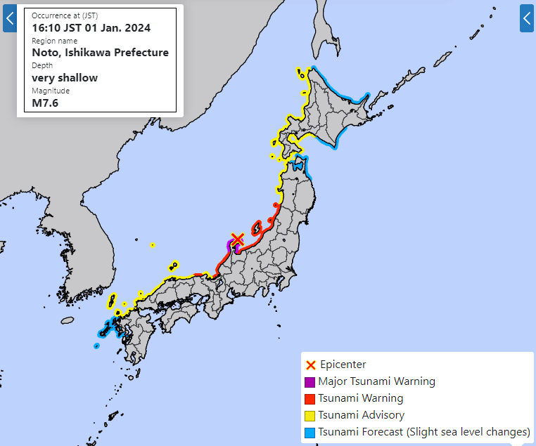 7.4 magnitude earthquake hits Japan, tsunami warning issued