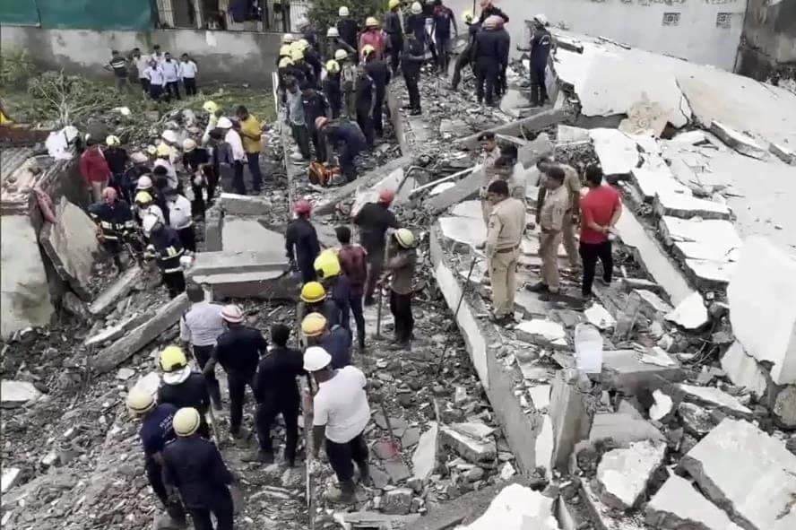 A Mid-Rise Building Collapses in Gujarat, Rescue Operations Underway