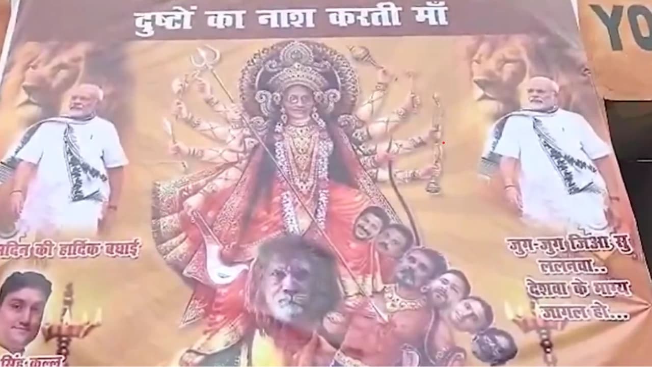 BJP Portrays PM Modi’s Mother as Durga in Birthday Posters; Opposition Leaders as Demons