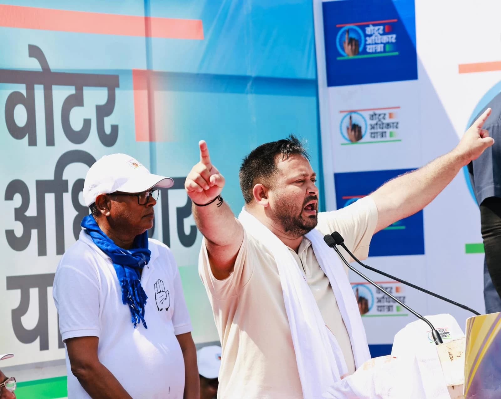 “Do You Want a Duplicate or Original CM?”: Tejashwi Yadav Slams BJP and Nitish Kumar at ‘Voter Adhikar Yatra’ Finale